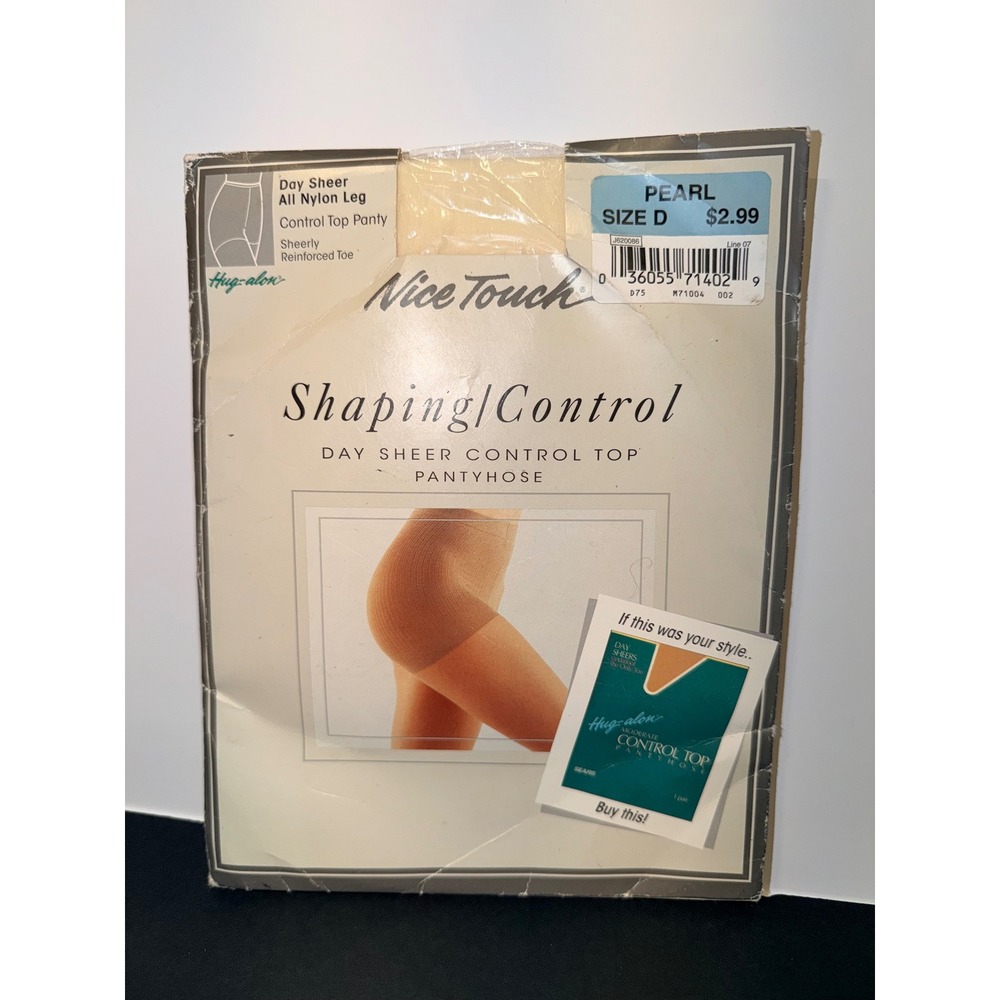 Vintage Nice Touch Shaping Control Day Sheer Pantyhose Pearl Size D Made in USA